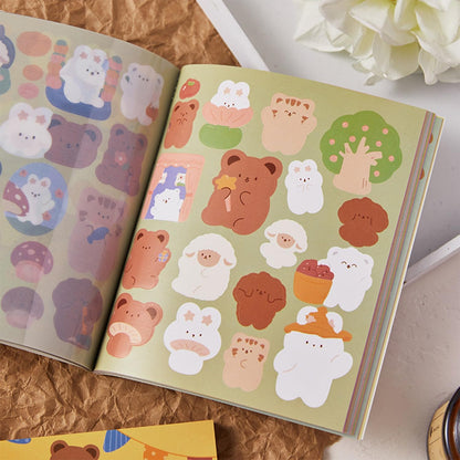 Kawaii Bear Design Sticker Sheet Book (30 Pages) (Random Design)