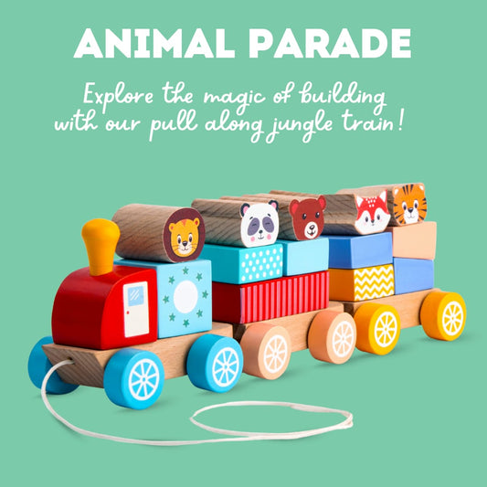 Cots and Cuddles Wooden Animal Train for Kids Age 3+