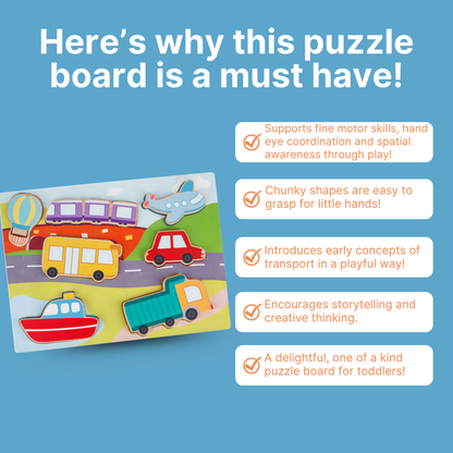 Cots and Cuddles Wooden Vehicle Shapes Chunky Match Puzzle