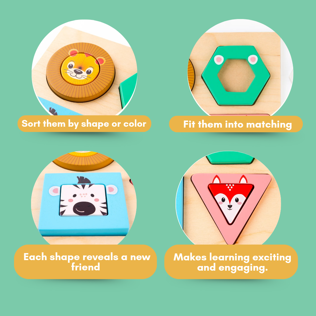 Cots and Cuddles Wooden Animal Design Stack and Sort