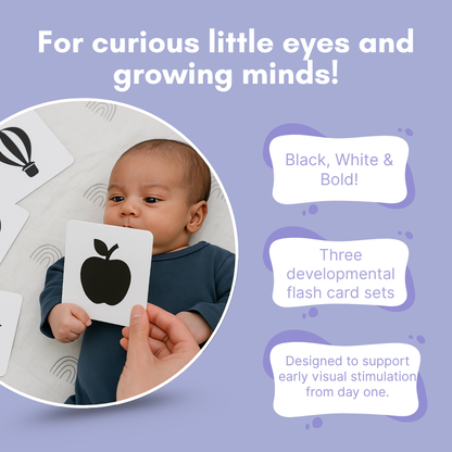 Cots and Cuddles High Contrast Tiny Vision Flashcards for Kids Age 0 - 9 months Set of 3
