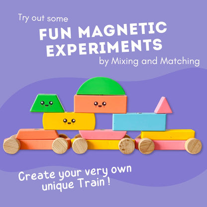 Cots and Cuddles Wooden Magnetic Shapes Train for Kids Age 3+